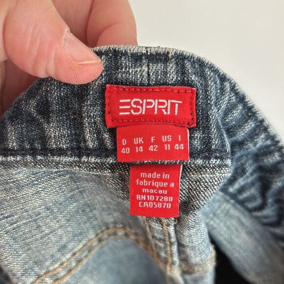 Vintage 90’s women teens Esprit Blue Pencil Skirt Knee-Length button down sz 11 - Picture 8 of 9